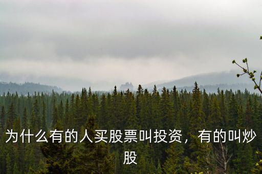 為什么有的人買股票叫投資，有的叫炒股