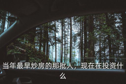 當(dāng)年最早炒房的那批人，現(xiàn)在在投資什么