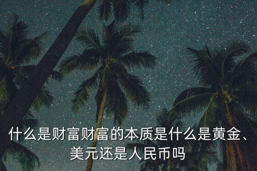 什么是財(cái)富財(cái)富的本質(zhì)是什么是黃金、美元還是人民幣嗎