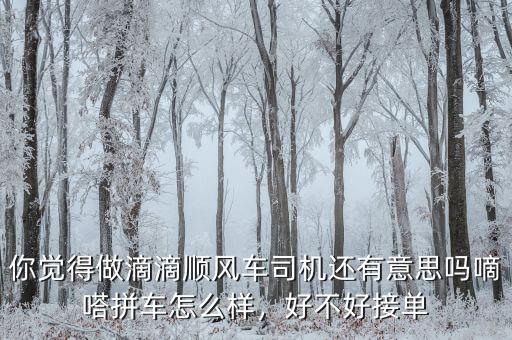 你覺得做滴滴順風車司機還有意思嗎嘀嗒拼車怎么樣，好不好接單