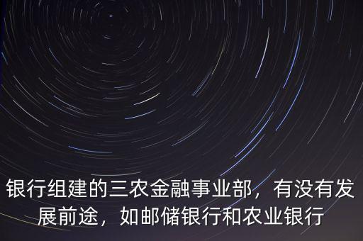 銀行組建的三農(nóng)金融事業(yè)部，有沒有發(fā)展前途，如郵儲(chǔ)銀行和農(nóng)業(yè)銀行
