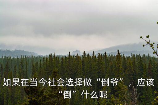 如果在當(dāng)今社會(huì)選擇做“倒?fàn)敗?，?yīng)該“倒”什么呢