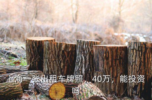 上海一張出租車牌照，40萬，能投資嗎