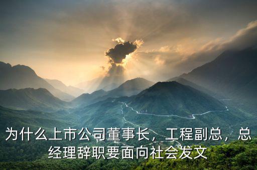 為什么上市公司董事長，工程副總，總經(jīng)理辭職要面向社會發(fā)文