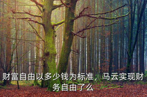 財(cái)富自由以多少錢為標(biāo)準(zhǔn)，馬云實(shí)現(xiàn)財(cái)務(wù)自由了么