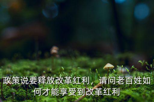 政策說要釋放改革紅利，請問老百姓如何才能享受到改革紅利