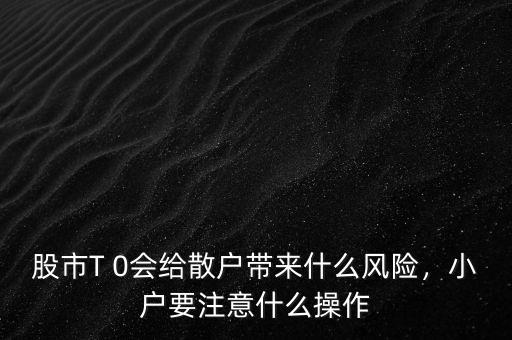 股市T 0會給散戶帶來什么風(fēng)險，小戶要注意什么操作