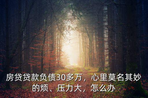 房貸貸款負債30多萬，心里莫名其妙的煩、壓力大，怎么辦