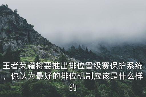 王者榮耀將要推出排位晉級(jí)賽保護(hù)系統(tǒng)，你認(rèn)為最好的排位機(jī)制應(yīng)該是什么樣的