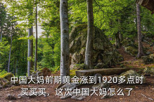 中國(guó)大媽前期黃金漲到1920多點(diǎn)時(shí)買買買，這次中國(guó)大媽怎么了