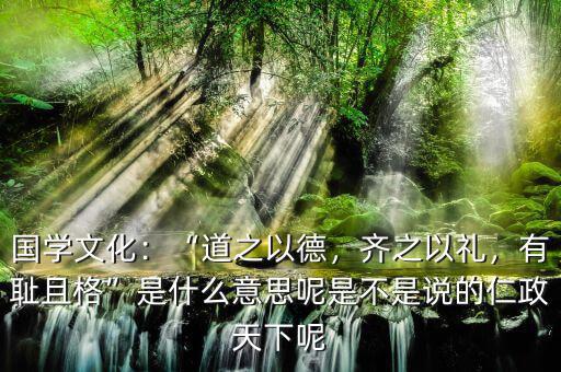 國學(xué)文化：“道之以德，齊之以禮，有恥且格”是什么意思呢是不是說的仁政天下呢