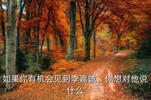 如果你有機會見到李嘉誠，你想對他說什么