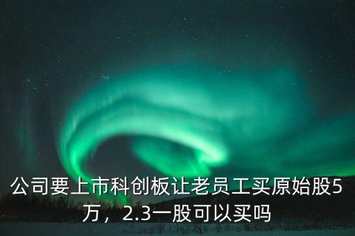 公司要上市科創(chuàng)板讓老員工買原始股5萬，2.3一股可以買嗎