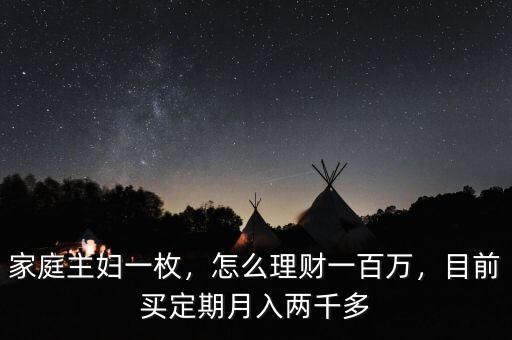 家庭主婦一枚，怎么理財一百萬，目前買定期月入兩千多