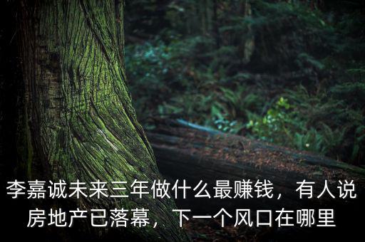 李嘉誠(chéng)未來(lái)三年做什么最賺錢，有人說(shuō)房地產(chǎn)已落幕，下一個(gè)風(fēng)口在哪里