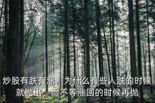 炒股有跌有漲，為什么有些人跌的時(shí)候就拋出，而不等漲回的時(shí)候再拋