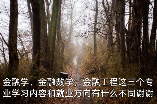 金融學，金融數(shù)學，金融工程這三個專業(yè)學習內(nèi)容和就業(yè)方向有什么不同謝謝