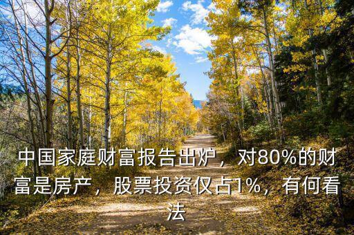 中國(guó)家庭財(cái)富報(bào)告出爐，對(duì)80%的財(cái)富是房產(chǎn)，股票投資僅占1%，有何看法