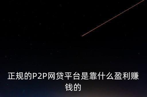 正規(guī)的P2P網(wǎng)貸平臺(tái)是靠什么盈利賺錢(qián)的