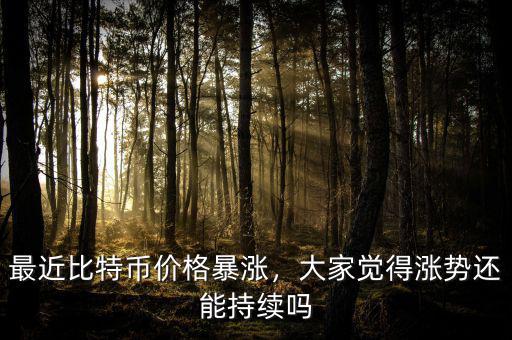 最近比特幣價格暴漲，大家覺得漲勢還能持續(xù)嗎