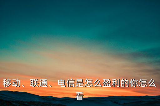 移動(dòng)、聯(lián)通、電信是怎么盈利的你怎么看