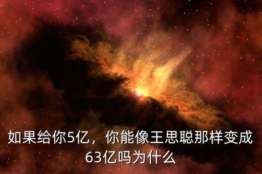 如果給你5億，你能像王思聰那樣變成63億嗎為什么