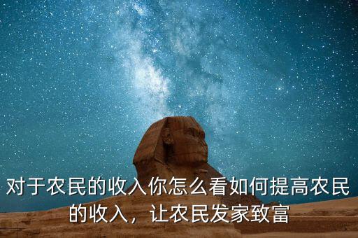 對(duì)于農(nóng)民的收入你怎么看如何提高農(nóng)民的收入，讓農(nóng)民發(fā)家致富