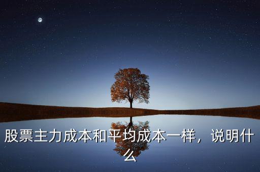 股票主力成本和平均成本一樣，說明什么