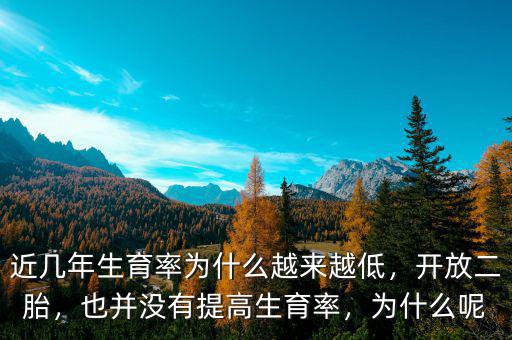 二胎開放生育率為什么沒(méi)有提高,也并沒(méi)有提高生育率