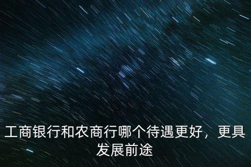 工商銀行和農(nóng)商行哪個(gè)待遇更好，更具發(fā)展前途