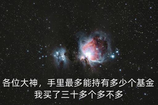 各位大神，手里最多能持有多少個基金我買了三十多個多不多