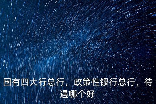 國有四大行總行，政策性銀行總行，待遇哪個好