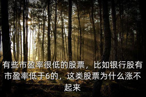 有些市盈率很低的股票，比如銀行股有市盈率低于6的，這類股票為什么漲不起來