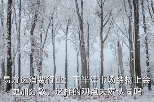 易方達消費行業(yè)：下半年市場結(jié)構(gòu)上會更加分散，這樣的觀點大家認同嗎