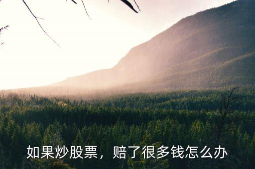 如果炒股票，賠了很多錢怎么辦