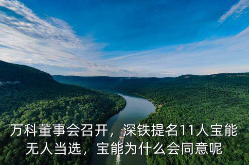 萬科董事會召開，深鐵提名11人寶能無人當(dāng)選，寶能為什么會同意呢