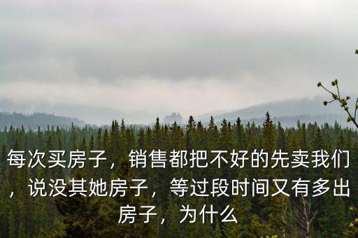 每次買房子，銷售都把不好的先賣我們，說沒其她房子，等過段時間又有多出房子，為什么