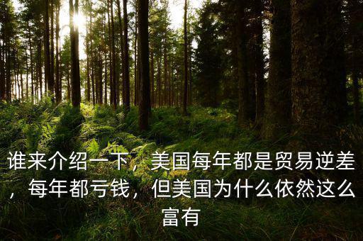誰(shuí)來(lái)介紹一下，美國(guó)每年都是貿(mào)易逆差，每年都虧錢，但美國(guó)為什么依然這么富有