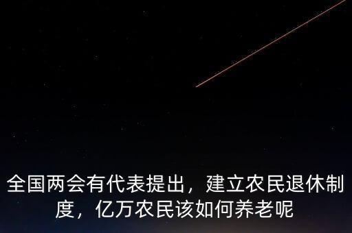 全國(guó)兩會(huì)有代表提出，建立農(nóng)民退休制度，億萬農(nóng)民該如何養(yǎng)老呢