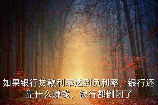 如果銀行貸款利率達到負利率，銀行還靠什么賺錢，銀行都倒閉了