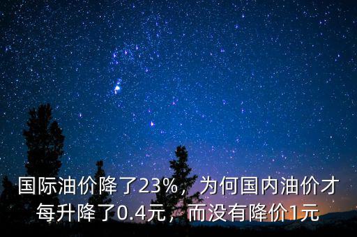 國際油價(jià)降了23%，為何國內(nèi)油價(jià)才每升降了0.4元，而沒有降價(jià)1元