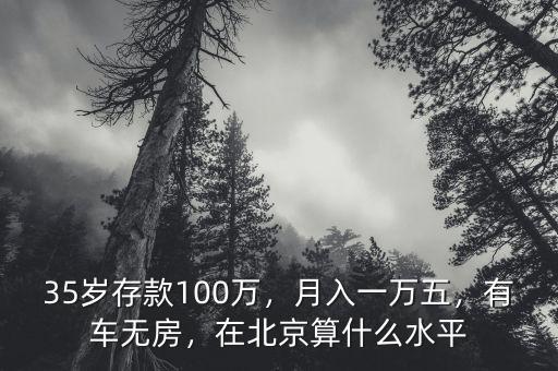 35歲存款100萬，月入一萬五，有車無房，在北京算什么水平