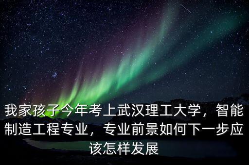 我家孩子今年考上武漢理工大學(xué)，智能制造工程專業(yè)，專業(yè)前景如何下一步應(yīng)該怎樣發(fā)展