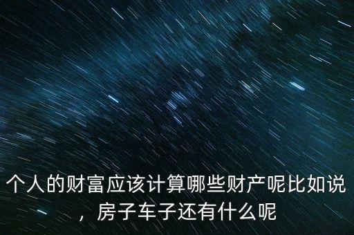 個人的財富應(yīng)該計算哪些財產(chǎn)呢比如說，房子車子還有什么呢