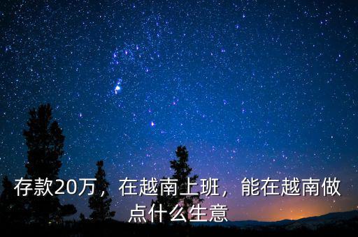 存款20萬，在越南上班，能在越南做點(diǎn)什么生意