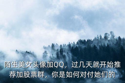 陌生美女頭像加QQ，過(guò)幾天就開(kāi)始推薦加股票群，你是如何對(duì)付她們的