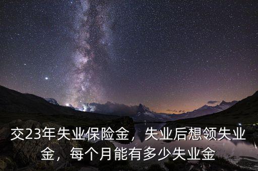 交23年失業(yè)保險金，失業(yè)后想領(lǐng)失業(yè)金，每個月能有多少失業(yè)金