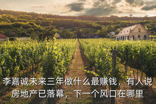 李嘉誠(chéng)未來(lái)三年做什么最賺錢(qián)，有人說(shuō)房地產(chǎn)已落幕，下一個(gè)風(fēng)口在哪里