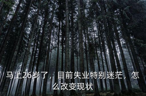 馬上26歲了，目前失業(yè)特別迷茫，怎么改變現(xiàn)狀
