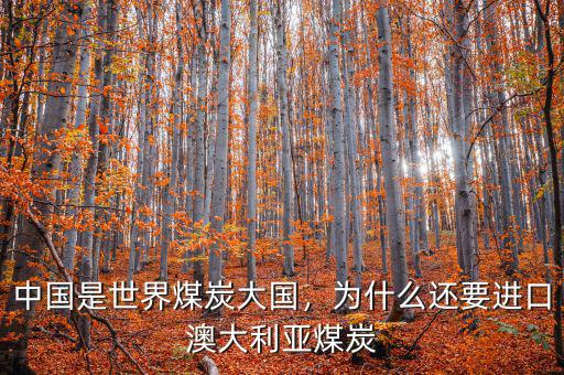 中國是世界煤炭大國，為什么還要進口澳大利亞煤炭